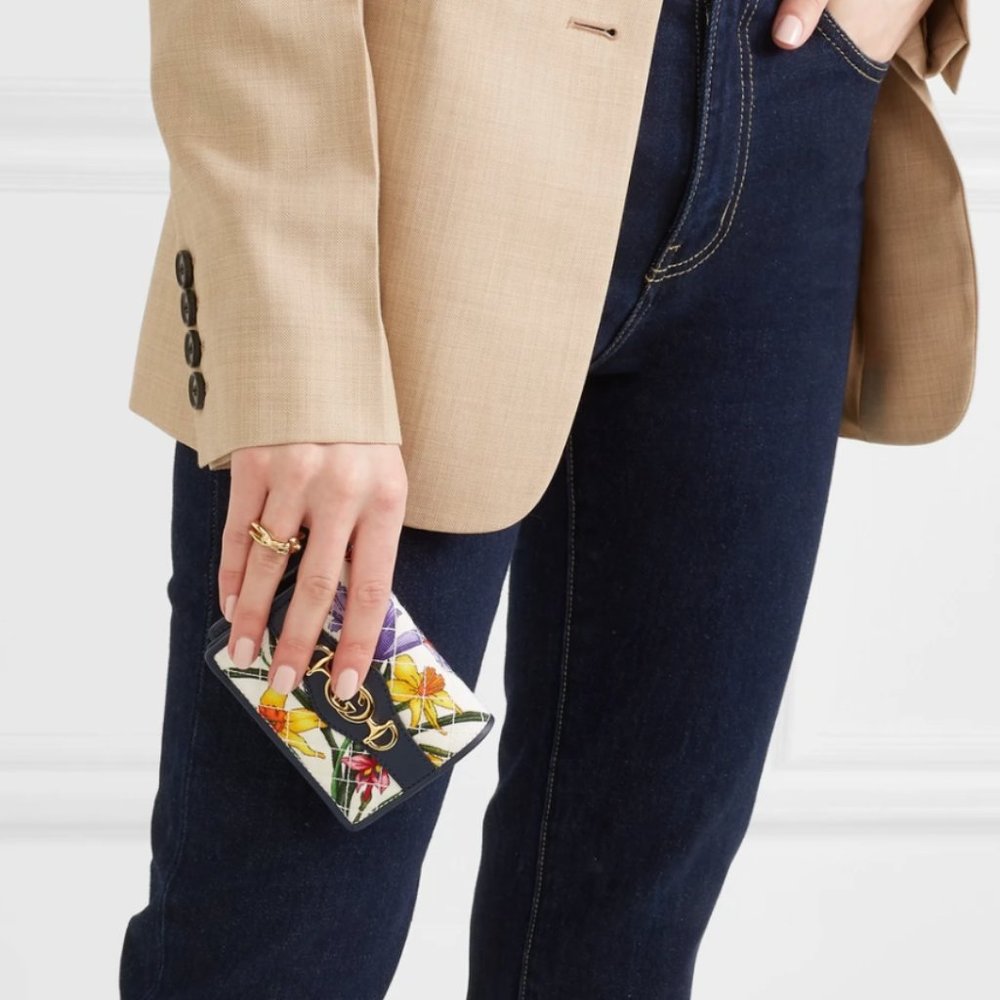 Gucci Trapuntata Floral-print Faille Cardholder new in box with dust bag - Picture 7 of 9